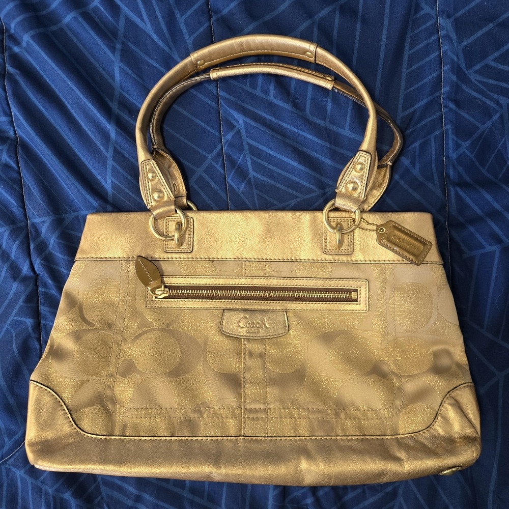 Vintage Coach Signature Tote Bag H0993-14433 Gold Leather Canvas